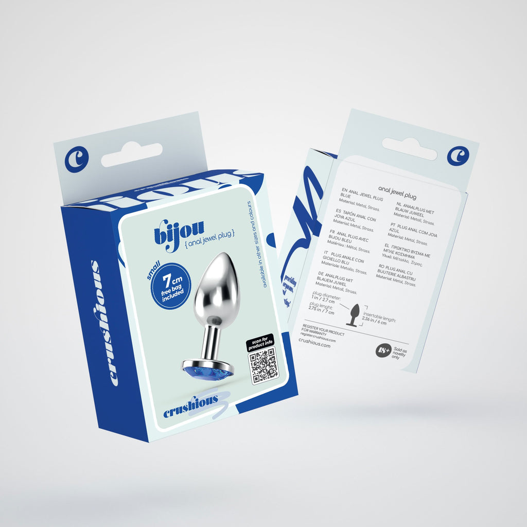 Plug Anal Joia Bijou Azul Pequeno Crushious Com Bolsa Aveludada Grátis