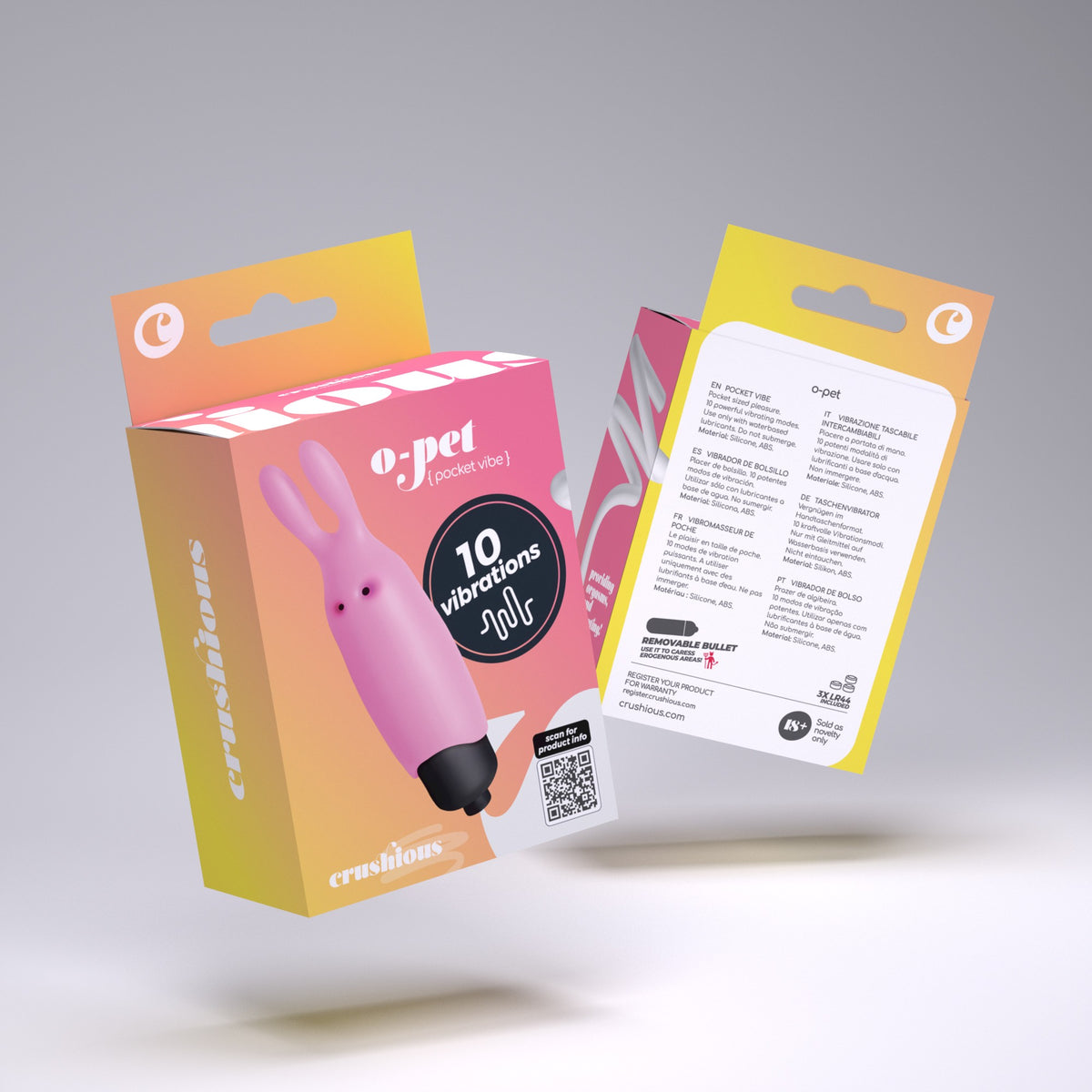 O-Pet Coelho Com Bala De 10 Vibrações Rosa Pastel Crushious