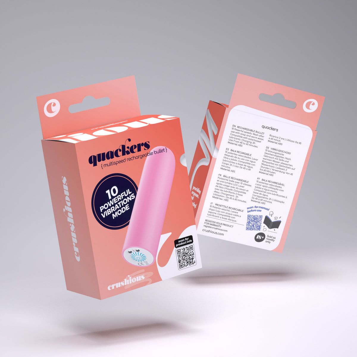 Quackers Bala Vibratória Recarregável Por Usb Rosa Crushious