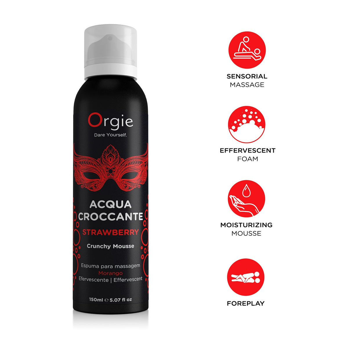 Espuma De Massagem Crackeling Acqua Croccante Morango 150Ml Orgie