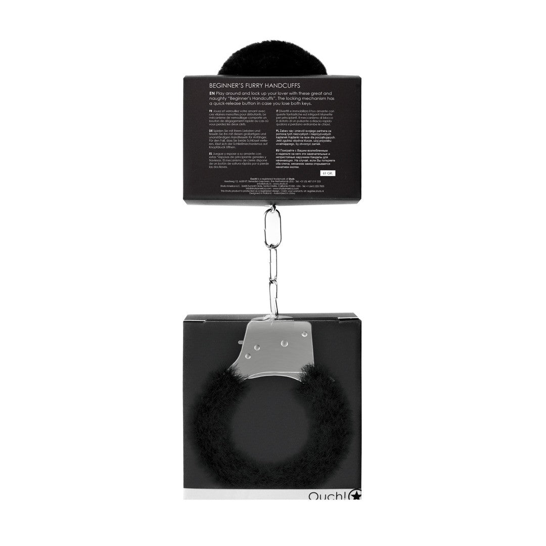 Algemas Com Peluche Beginner'S Furry Handcuffs Pretas