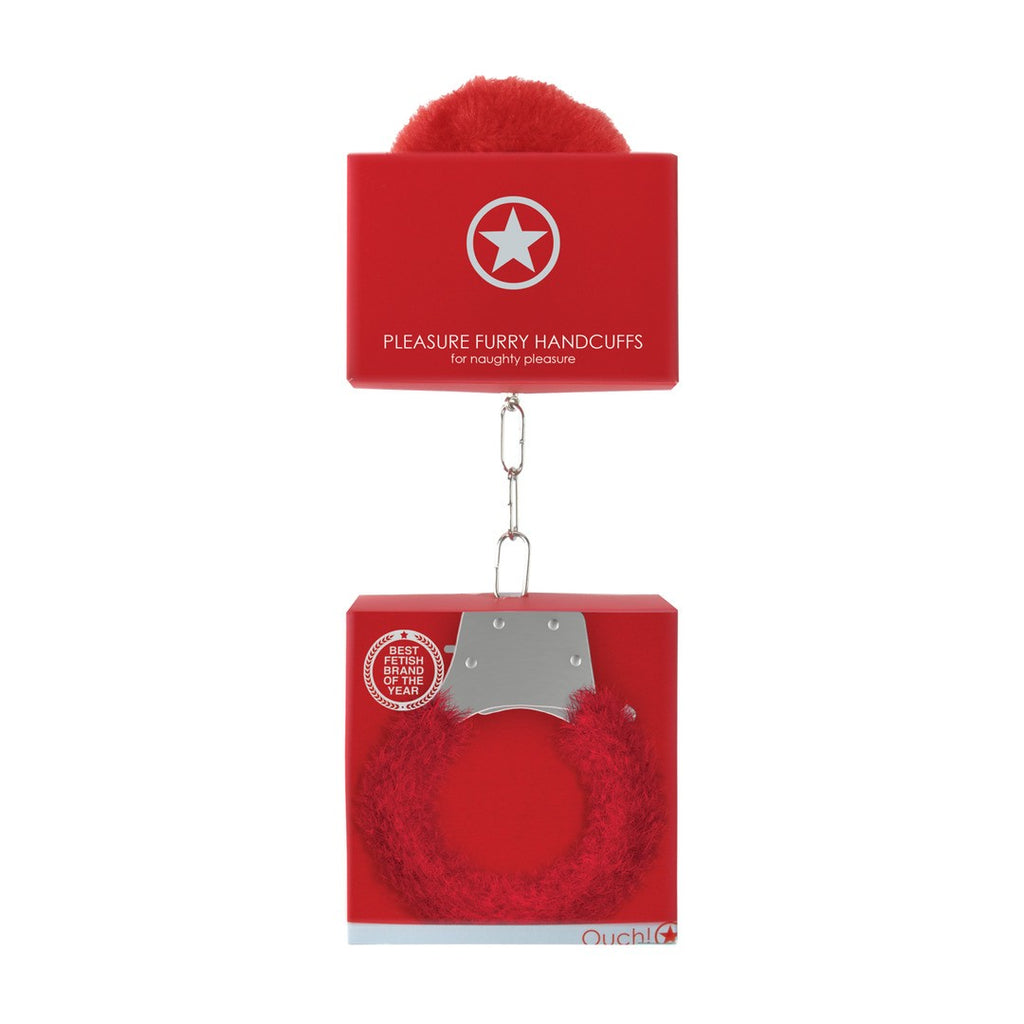 Algemas Com Peluche Pleasure Furry Handcuffs Vermelhas