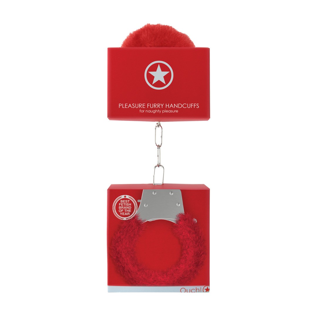 Algemas Com Peluche Pleasure Furry Handcuffs Vermelhas