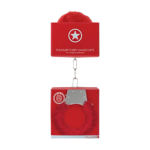 Algemas Com Peluche Pleasure Furry Handcuffs Vermelhas