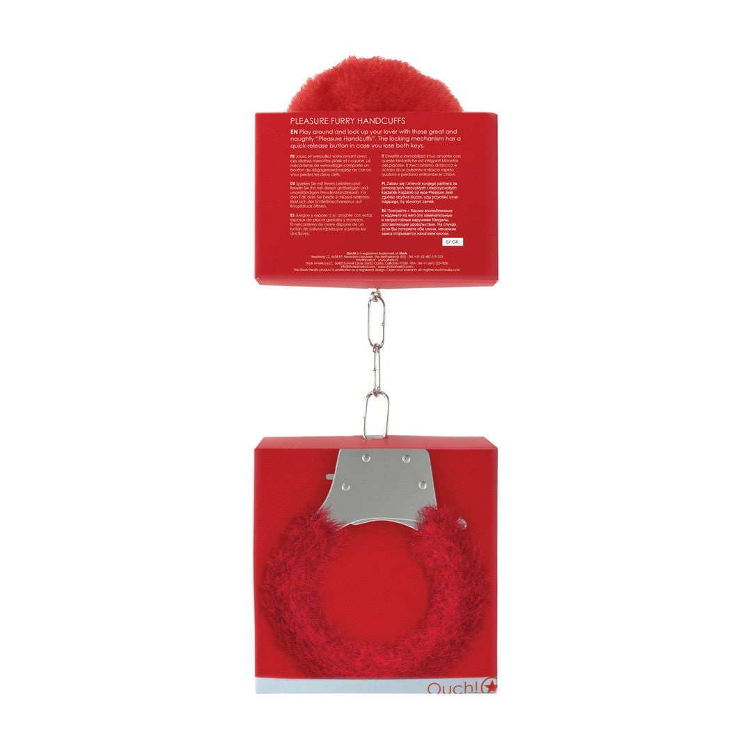 Algemas Com Peluche Pleasure Furry Handcuffs Vermelhas