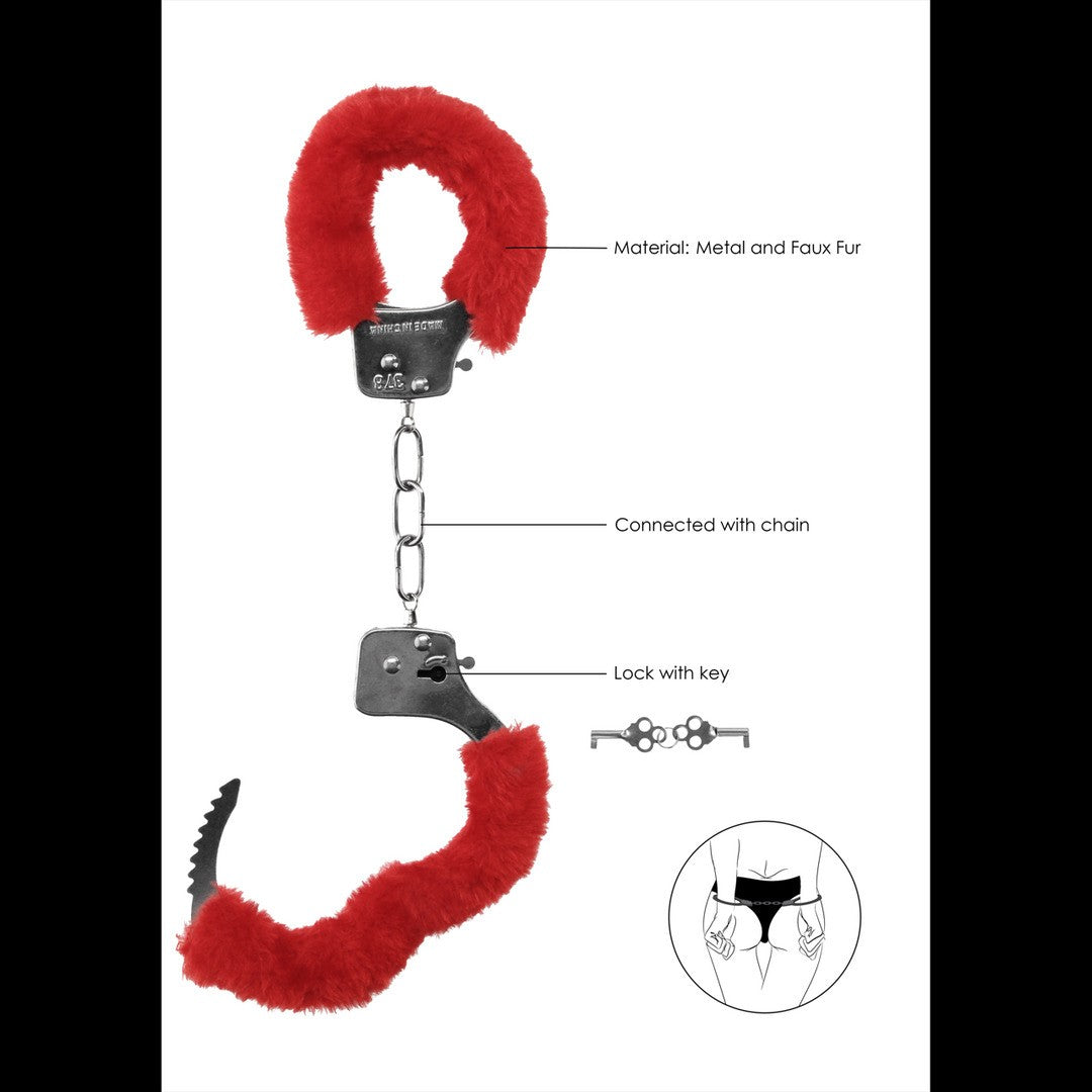 Algemas Com Peluche Pleasure Furry Handcuffs Vermelhas