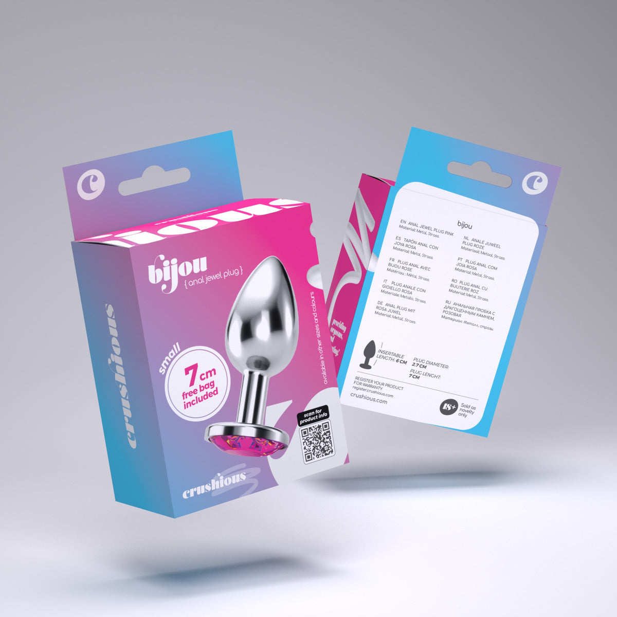 Plug Anal Joia Bijou Rosa Pequeno Crushious Com Bolsa Aveludada Grátis