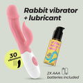Vibrador Com Estimulador De Clitóris Mochi Rosa E Lubrificante À Base De Água Incluído Crushious