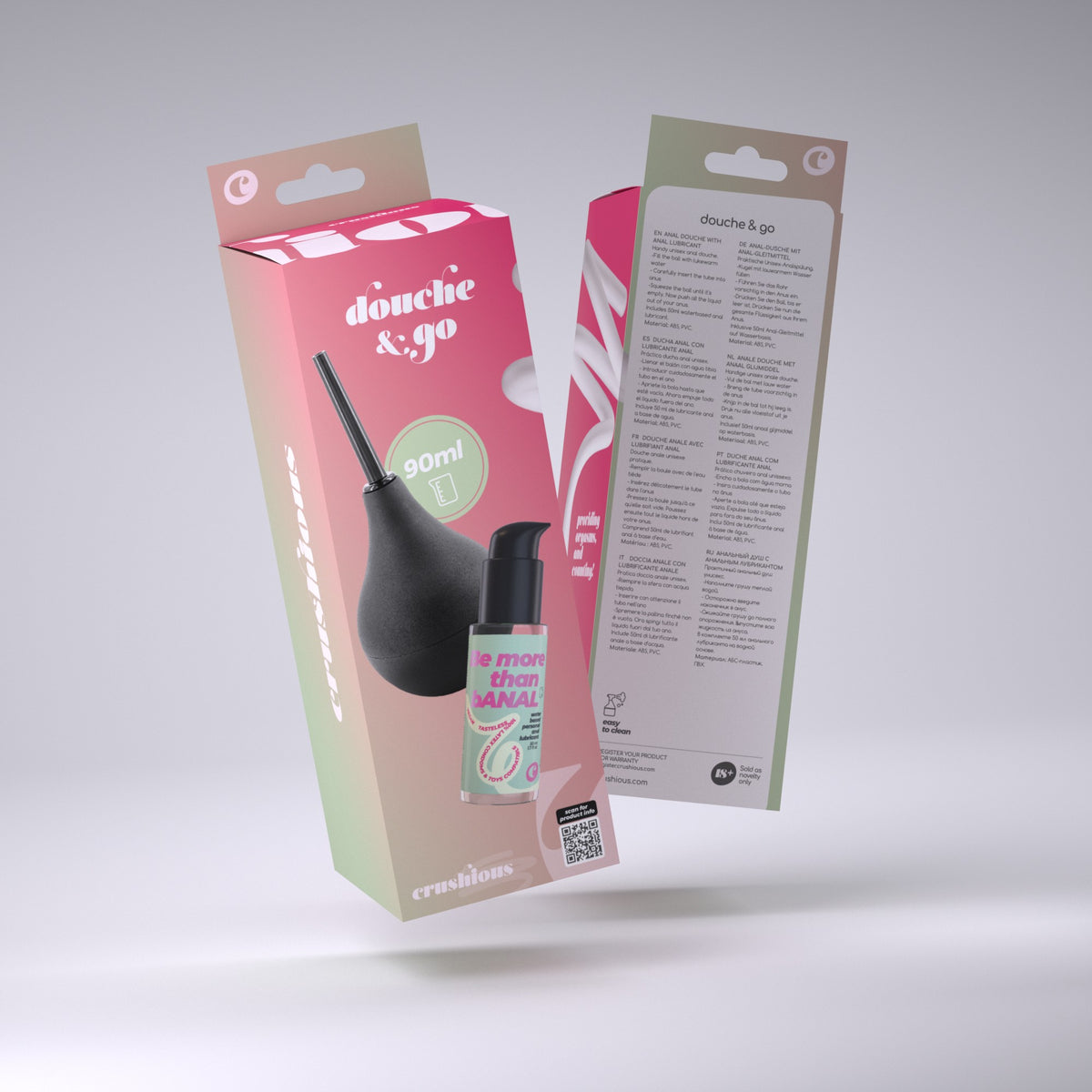 Douche & Go Duche Anal 90Ml Com Lubrificante Anal 50Ml Crushious