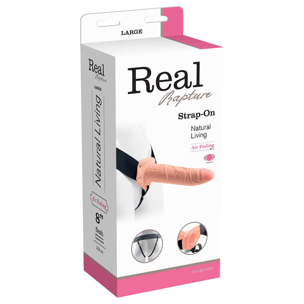 Strap-On Oco Com Vibração Real Rapture Air Feeling 8" Branco