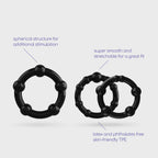 Set De Anéis Penianos Triple Bead Pretos Crushious