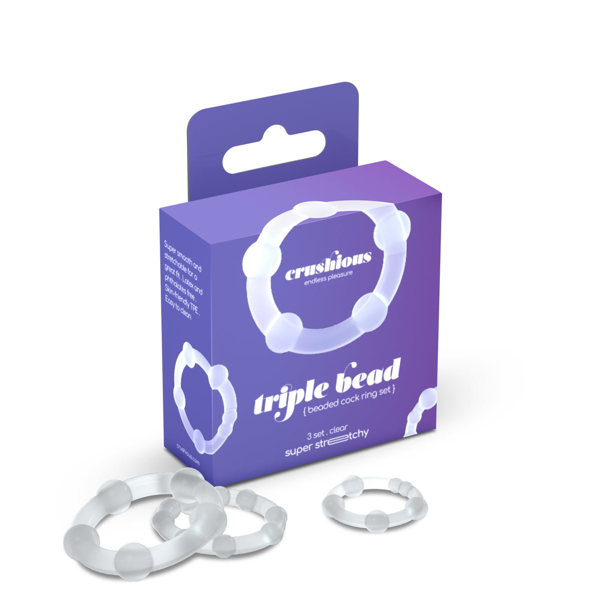 Set De Anéis Penianos Triple Bead Transparentes Crushious