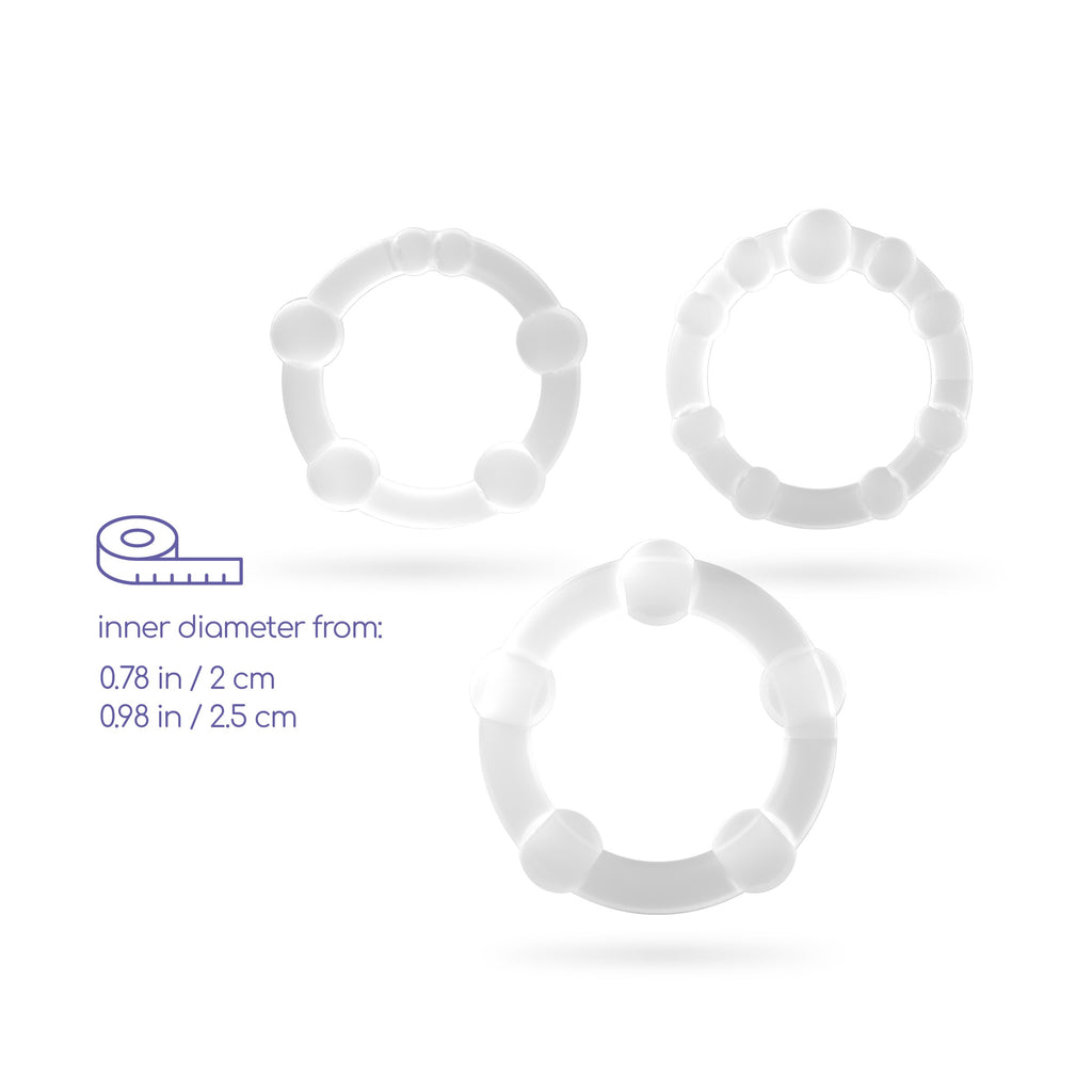 Set De Anéis Penianos Triple Bead Transparentes Crushious