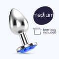 Plug Anal Joia Bijou Azul Médio Crushious Com Bolsa Aveludada Grátis
