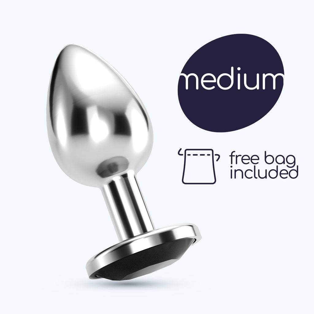 Plug Anal Joia Bijou Preto Médio Crushious Com Bolsa Aveludada Grátis