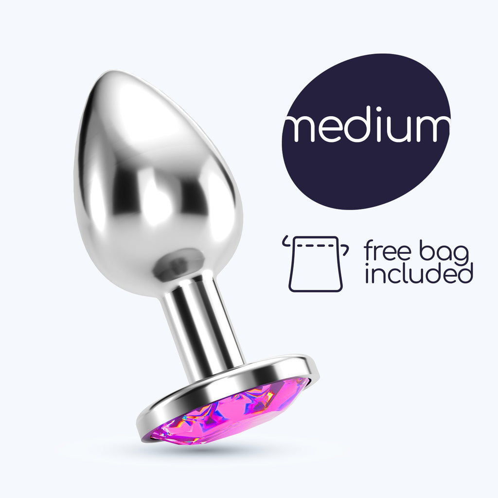 Plug Anal Joia Bijou Rosa Médio Crushious Com Bolsa Aveludada Grátis