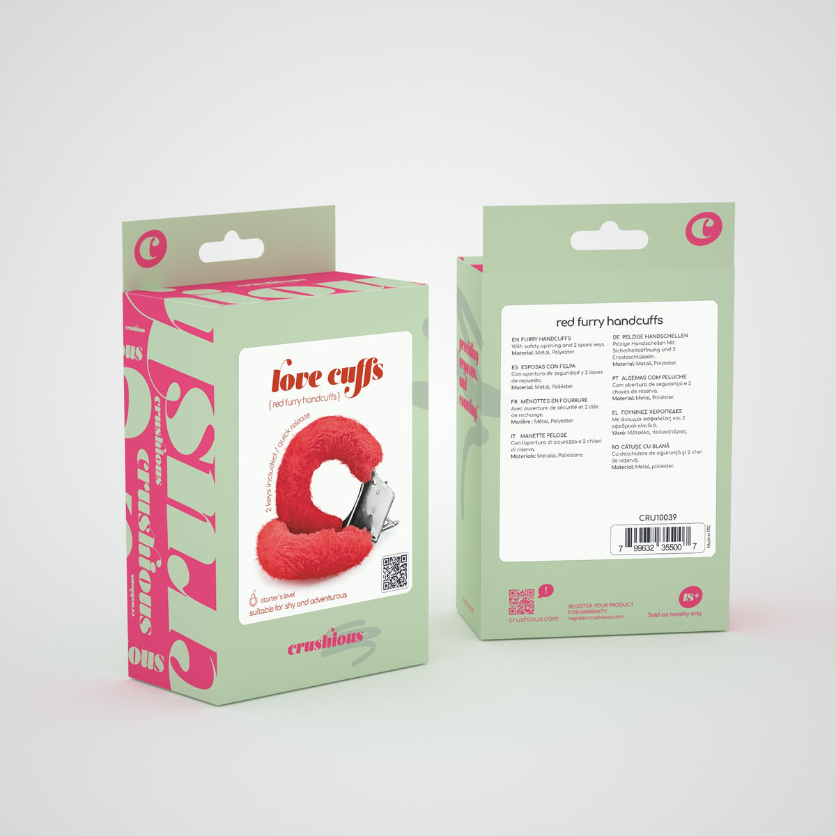 Algemas De Peluche Love Cuffs Crushious Vermelhas