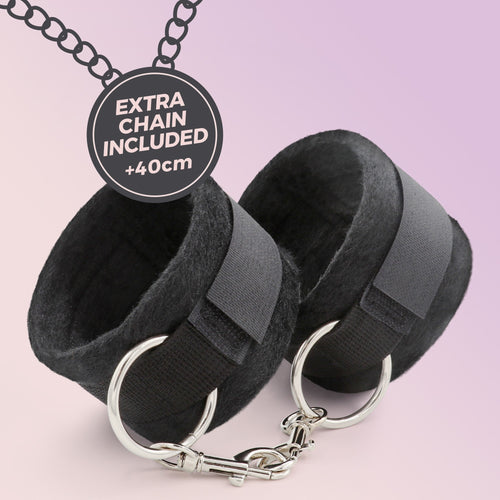 Algemas De Velcro Tough Love Com Corrente De 40Cm Extra Crushious Pretas
