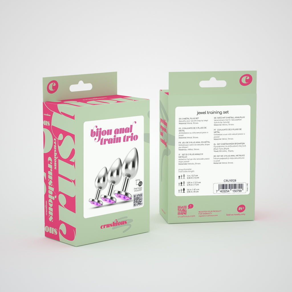 Anal Train Trio Bijou Rosa Crushious Com Bolsas Individuais Grátis