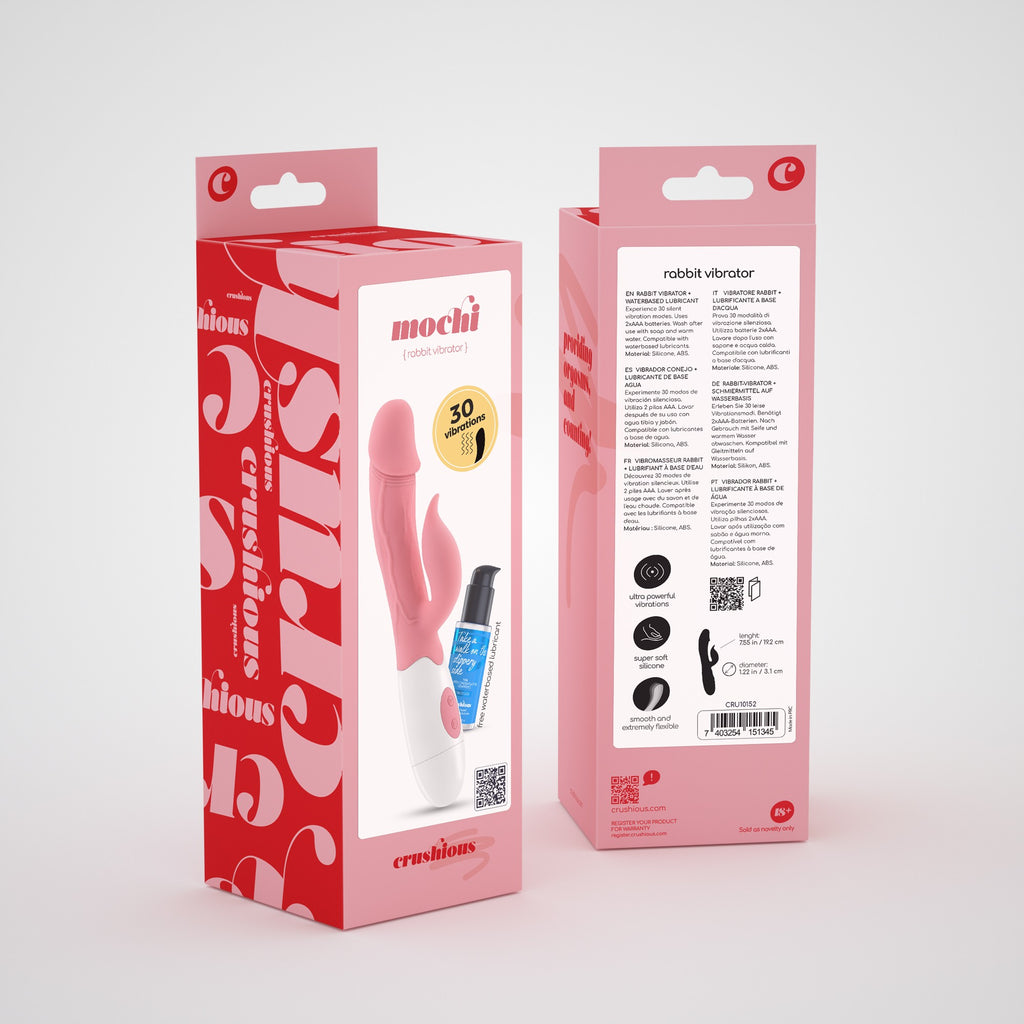 Vibrador Com Estimulador De Clitóris Mochi Rosa E Lubrificante À Base De Água Incluído Crushious