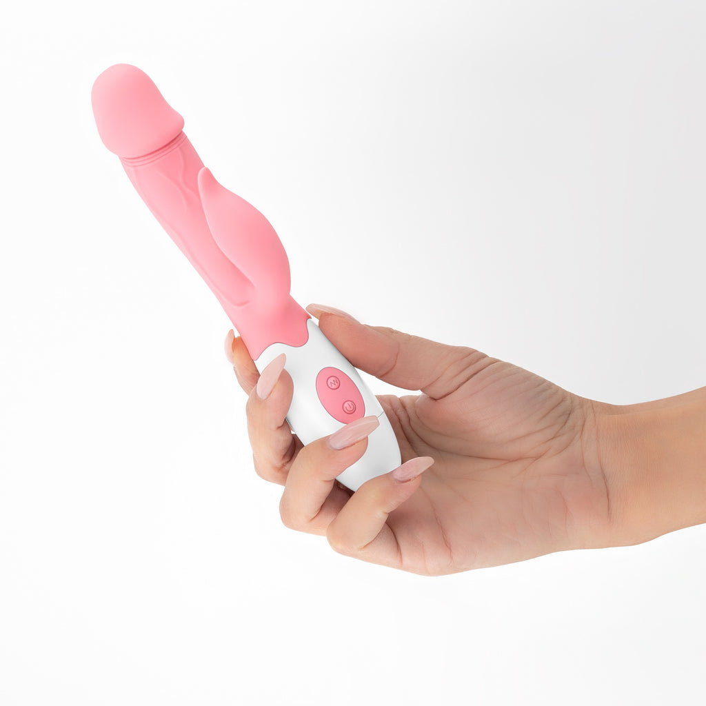 Vibrador Com Estimulador De Clitóris Mochi Rosa E Lubrificante À Base De Água Incluído Crushious