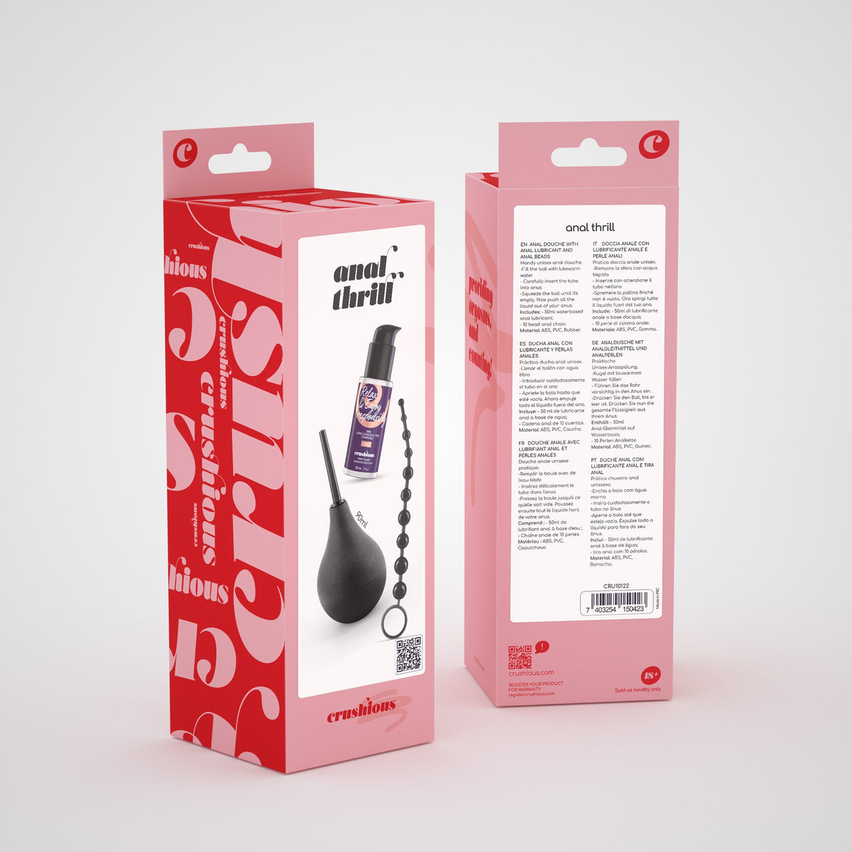Anal Thrill Duche Anal 90Ml Com Lubrificante Anal 50Ml E Tira De 10 Pérolas Anais Crushious