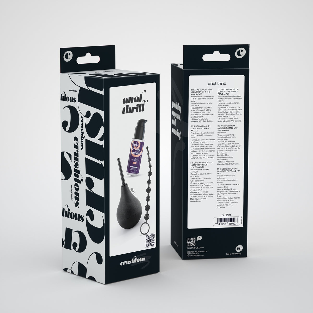 Anal Thrill Duche Anal 90Ml Com Lubrificante Anal 50Ml E Tira De 10 Pérolas Anais Crushious