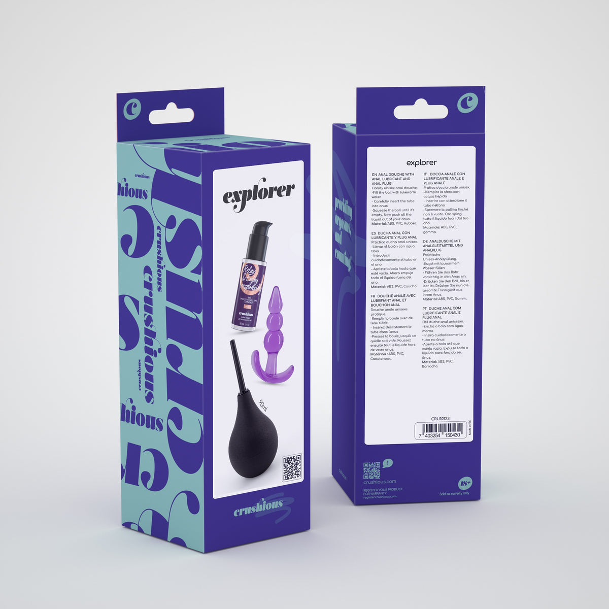 Explorer Duche Anal 90Ml Com Lubrificante Anal 50Ml E Plug The Plunger Crushious