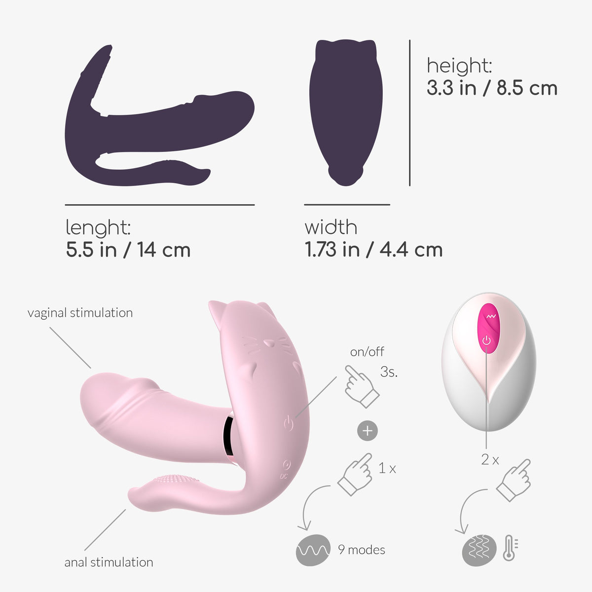 Estimulador Com Controlo Remoto Fritz Crushious Rosa Pastel