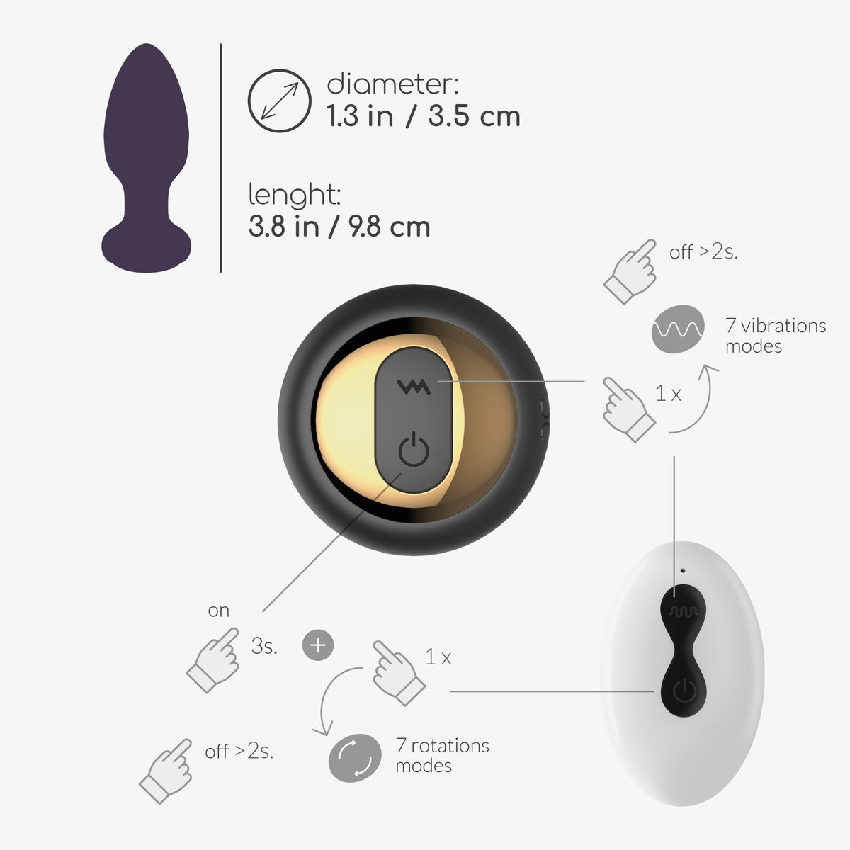 Twister Plug Anal Rotativo Com Controlo Remoto Crushious