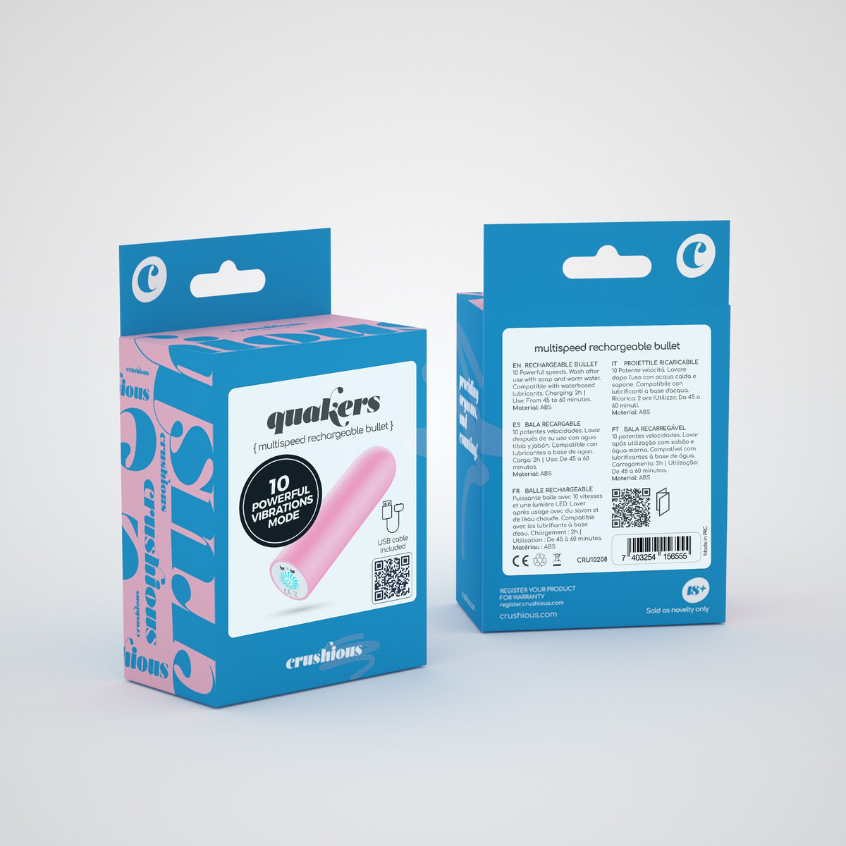 Quackers Bala Vibratória Recarregável Por Usb Rosa Crushious
