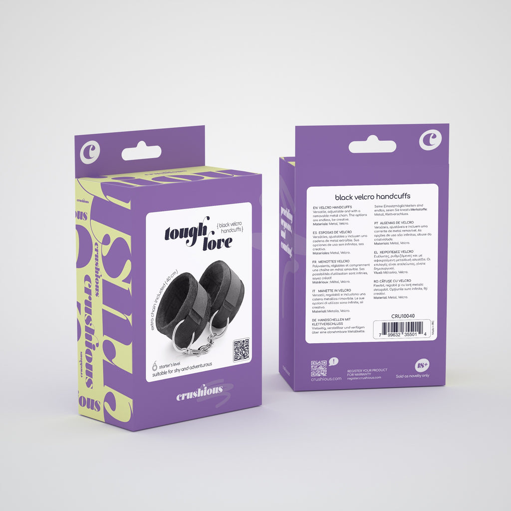 Algemas De Velcro Tough Love Com Corrente De 40Cm Extra Crushious Pretas