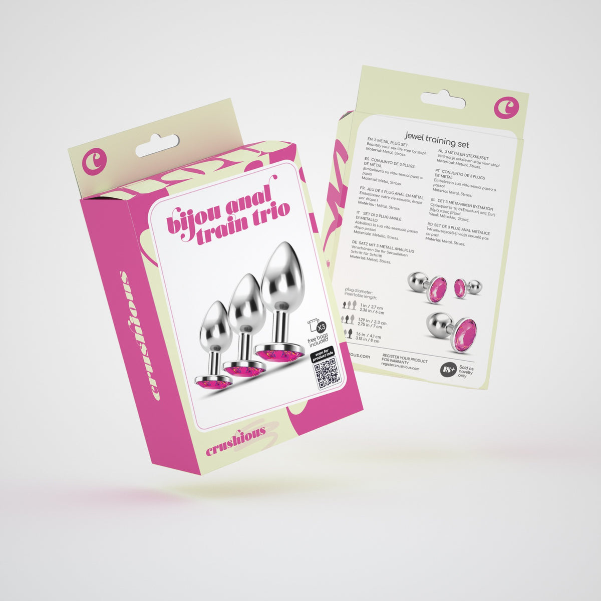 Anal Train Trio Bijou Rosa Crushious Com Bolsas Individuais Grátis