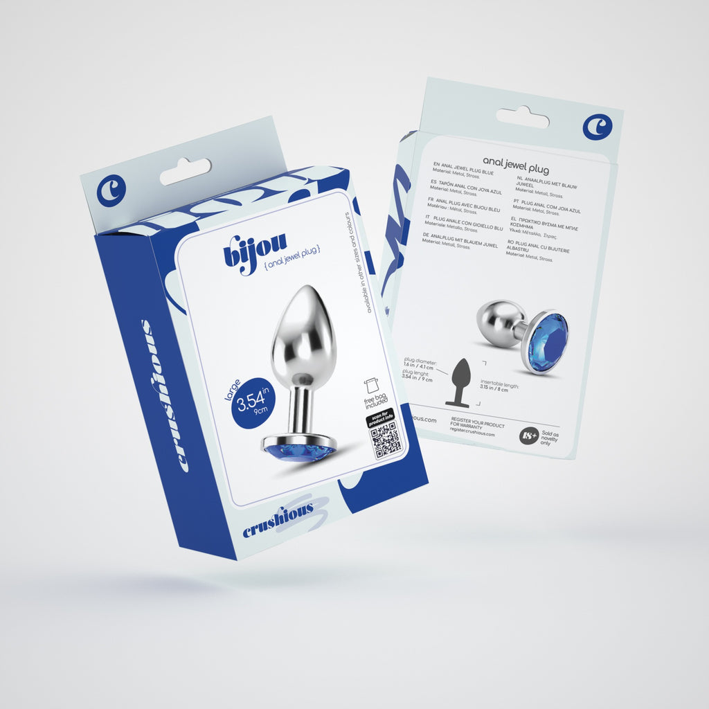 Plug Anal Joia Bijou Azul Grande Crushious Com Bolsa Aveludada Grátis