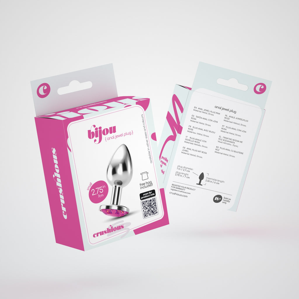 Plug Anal Joia Bijou Rosa Pequeno Crushious Com Bolsa Aveludada Grátis