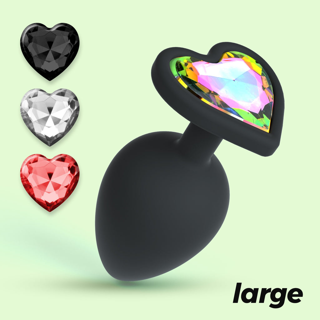 Cuore Plug Anal Grande Com 4 Joias Intercambiáveis Crushious