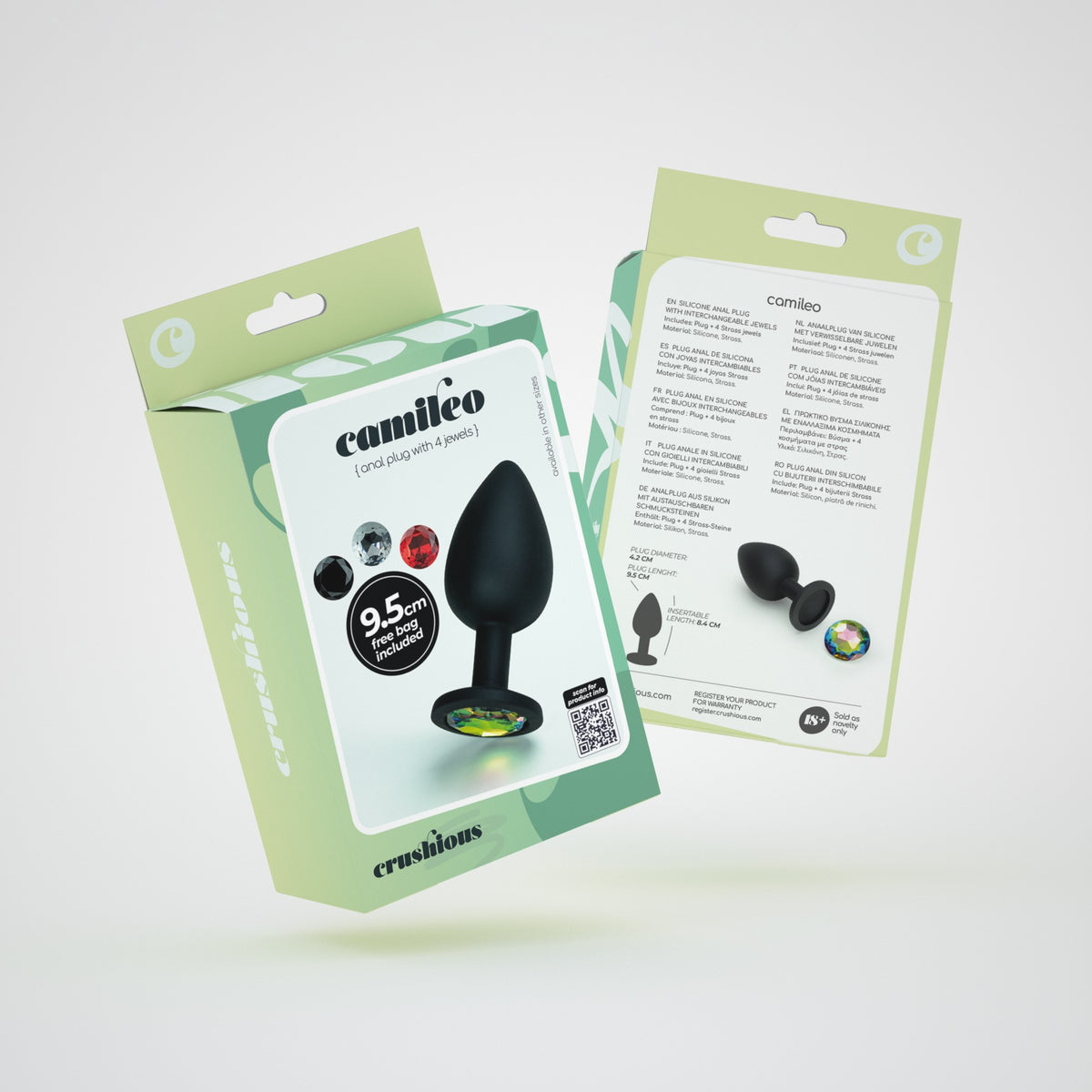 Camileo Plug Anal Grande Com 4 Joias Intercambiáveis Crushious