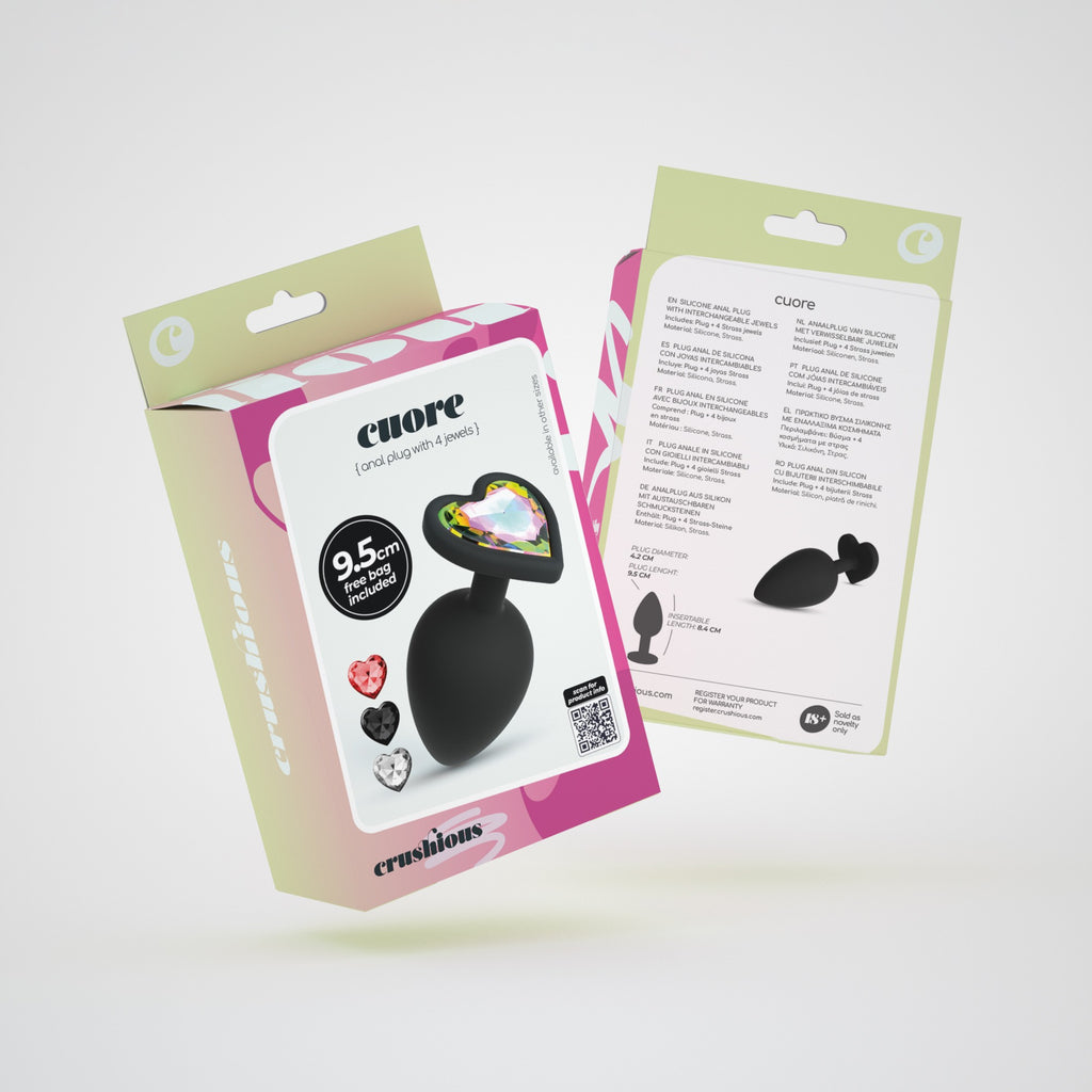 Cuore Plug Anal Grande Com 4 Joias Intercambiáveis Crushious