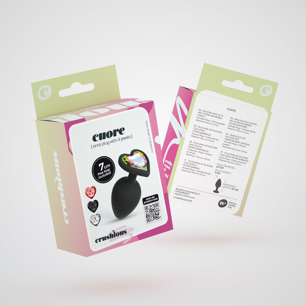 Cuore Plug Anal Pequeno Com 4 Joias Intercambiáveis Crushious