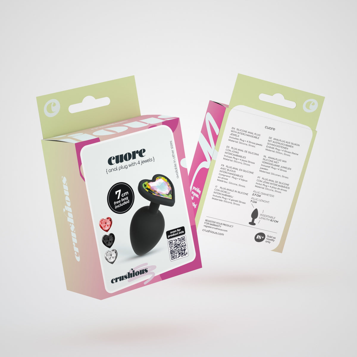 Cuore Plug Anal Pequeno Com 4 Joias Intercambiáveis Crushious