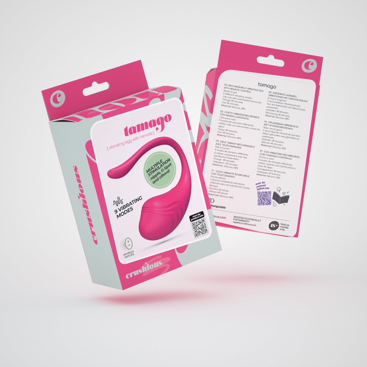 Ovo Vibratório Recarregável Com Comando Tamago Crushious Rosa