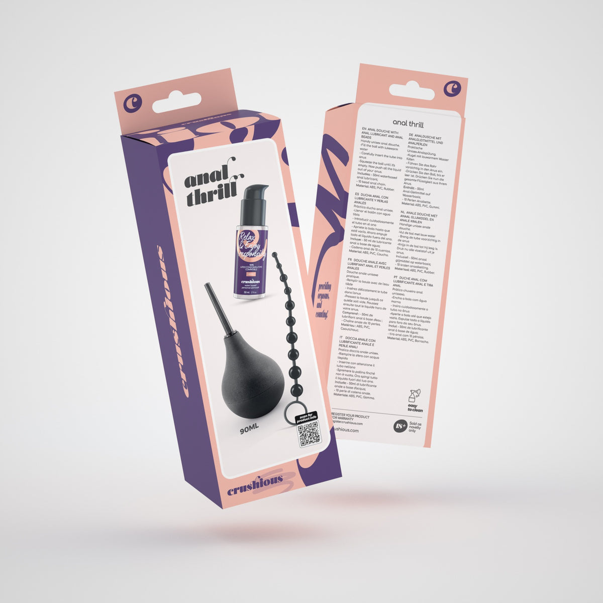Anal Thrill Duche Anal 90Ml Com Lubrificante Anal 50Ml E Tira De 10 Pérolas Anais Crushious