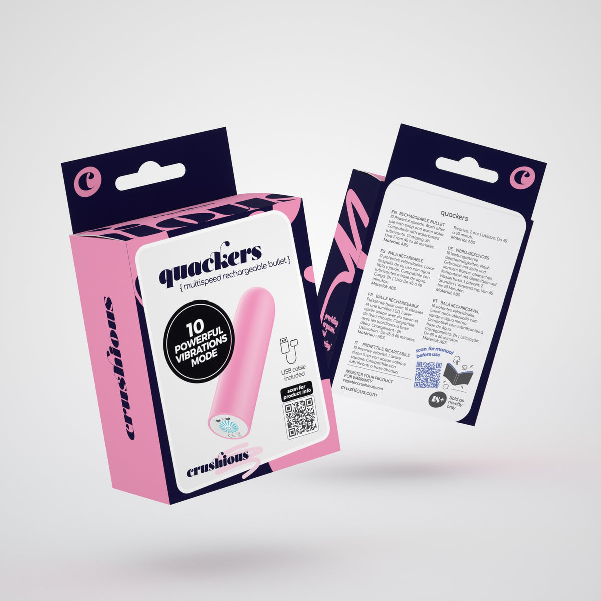 Quackers Bala Vibratória Recarregável Por Usb Rosa Crushious