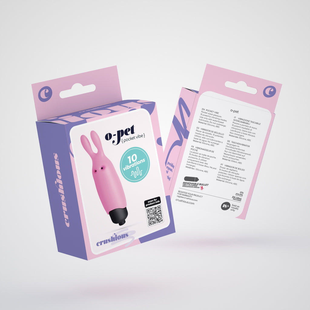 O-Pet Coelho Com Bala De 10 Vibrações Rosa Pastel Crushious