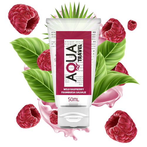 Aqua Travel - Lubrificante À Base De Água Sabor Framboesa Selvagem - 50 Ml