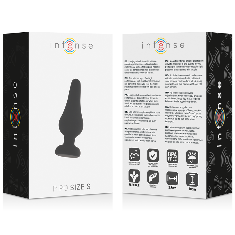 Plug Anal Intense Pipo S Silicone Preto 10Cm