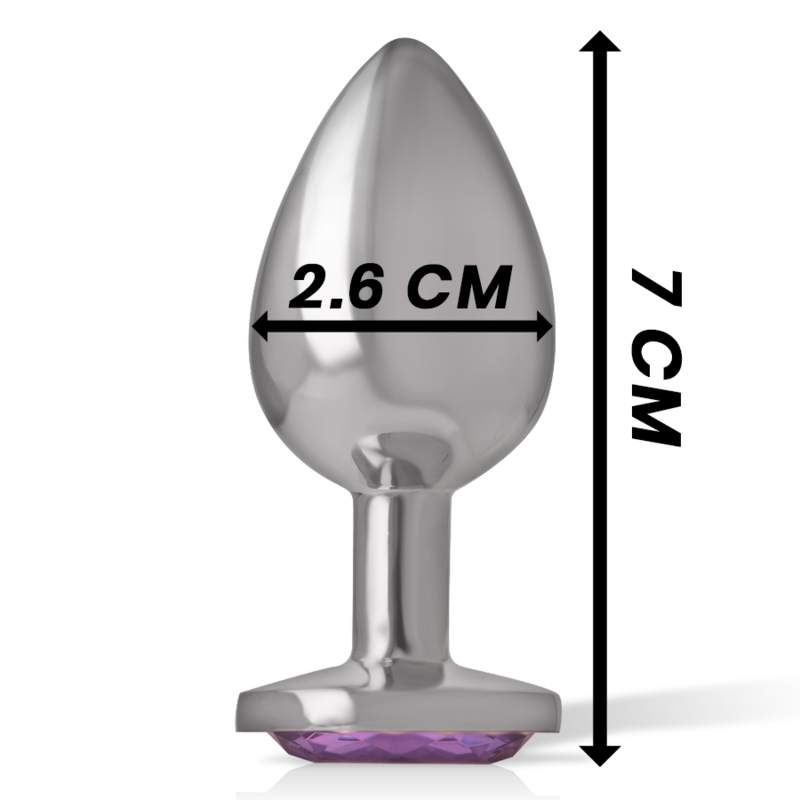 Intense - Plug Anal De Alumínio Metal Com Vidro Violeta Tamanho S
