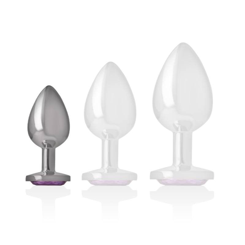Intense - Plug Anal De Alumínio Metal Com Vidro Violeta Tamanho S