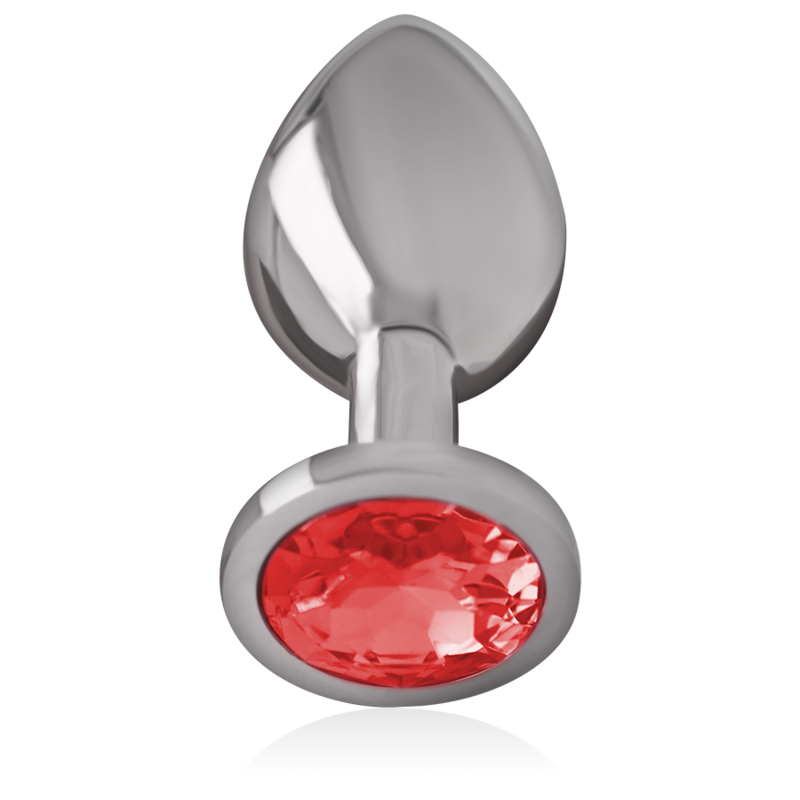 Intense - Plug Anal De Alumínio Metal Com Vidro Vermelho Tamanho S