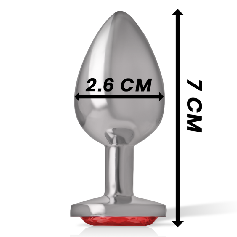 Intense - Plug Anal De Alumínio Metal Com Vidro Vermelho Tamanho S